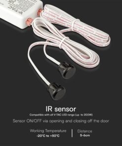 Αισθητήρας Υπερύθρων Πόρτας 5-6cm 200W 220V Λευκός V-TAC – 23428VT