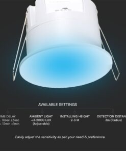 Αισθητήρας Πραγματικής Παρουσίας Χωνευτός 3m Ακτίνα Λευκός IP65 V-TAC – 23430