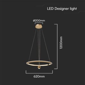 Κρεμαστό Φωτιστικό LED 46W 3000K Dimmable Χρυσού Χρώματος V-TAC – 23431VT
