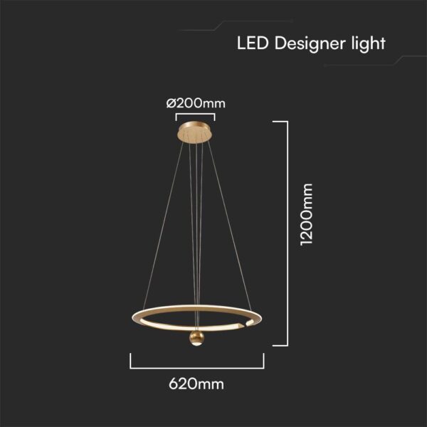 Κρεμαστό Φωτιστικό LED 46W 3000K Dimmable Χρυσού Χρώματος V-TAC – 23431VT