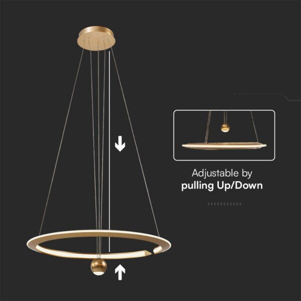 Κρεμαστό Φωτιστικό LED 46W 3000K Dimmable Χρυσού Χρώματος V-TAC – 23431VT