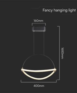 Κρεμαστό Φωτιστικό 12W LED με 1.5m Σχοινί Φ40 3000K Μαύρο Σώμα V-TAC – 23434