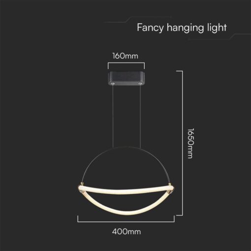 Κρεμαστό Φωτιστικό 12W LED με 1.5m Σχοινί Φ40 3000K Μαύρο Σώμα V-TAC – 23434