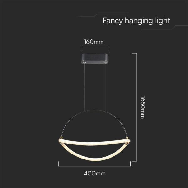 Κρεμαστό Φωτιστικό 12W LED με 1.5m Σχοινί Φ40 3000K Μαύρο Σώμα V-TAC – 23434