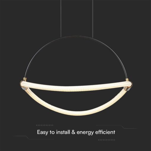 Κρεμαστό Φωτιστικό 12W LED με 1.5m Σχοινί Φ40 3000K Μαύρο Σώμα V-TAC – 23434
