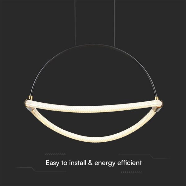 Κρεμαστό Φωτιστικό 12W LED με 1.5m Σχοινί Φ40 3000K Μαύρο Σώμα V-TAC – 23434