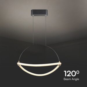 Κρεμαστό Φωτιστικό 12W LED με 1.5m Σχοινί Φ40 3000K Μαύρο Σώμα V-TAC – 23434