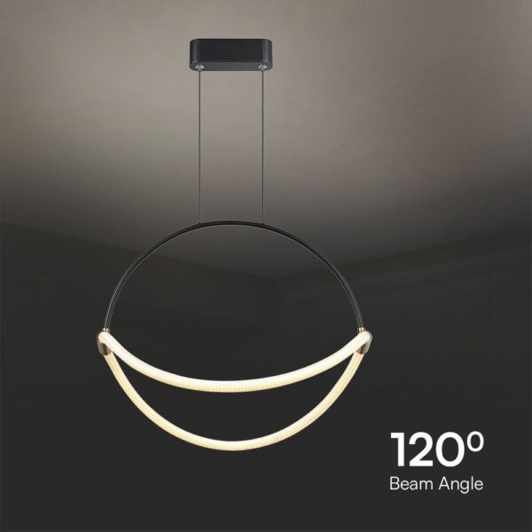Κρεμαστό Φωτιστικό 12W LED με Σχοινί Φ500mm 3000K Μαύρο Σώμα V-TAC – 23436