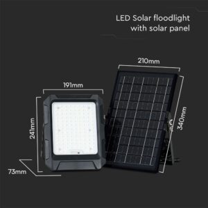 Προβολέας LED 10W 4000K με Ηλιακό Πάνελ με Μπαταρία IP65 Μαύρου Χρώματος V-TAC – 23438VT