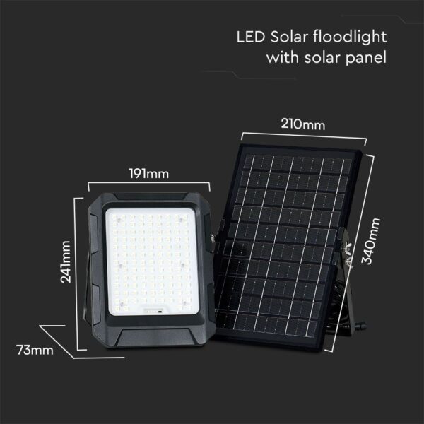 Προβολέας LED 10W 4000K με Ηλιακό Πάνελ με Μπαταρία IP65 Μαύρου Χρώματος V-TAC – 23438VT