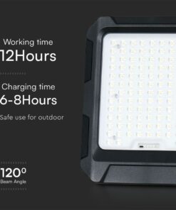 Προβολέας LED 10W 4000K με Ηλιακό Πάνελ με Μπαταρία IP65 Μαύρου Χρώματος V-TAC – 23438VT