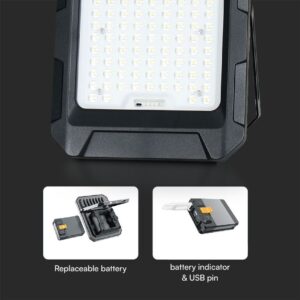 Προβολέας LED 10W 4000K με Ηλιακό Πάνελ με Μπαταρία IP65 Μαύρου Χρώματος V-TAC – 23438VT
