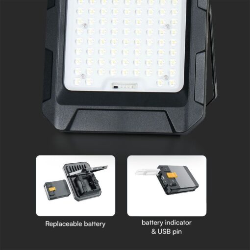 Προβολέας LED 10W 4000K με Ηλιακό Πάνελ με Μπαταρία IP65 Μαύρου Χρώματος V-TAC – 23438VT