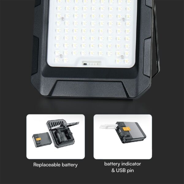 Προβολέας LED 10W 4000K με Ηλιακό Πάνελ με Μπαταρία IP65 Μαύρου Χρώματος V-TAC – 23438VT