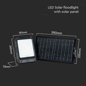 Προβολέας LED 15W 4000K με Ηλιακό Πάνελ IP65 Μαύρου Χρώματος V-TAC – 23439VT
