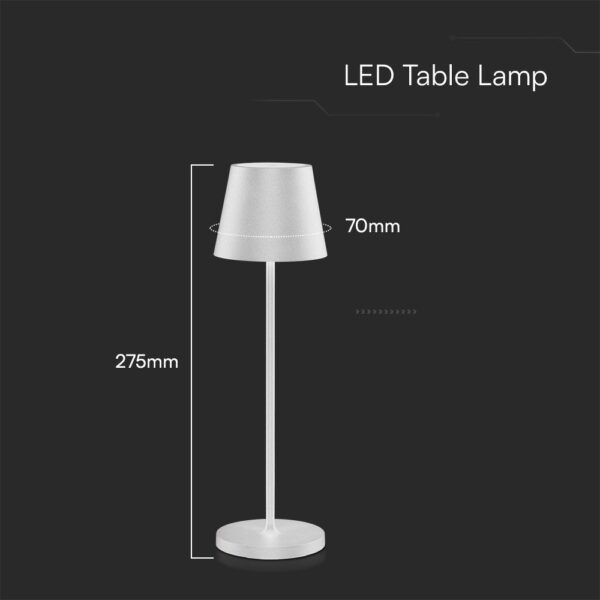 Επαναφορτιζόμενο Πορτατιφ LED 1.5W Dimmable Αφής 3000Κ IP54 Λευκό με Βάση Φόρτισης V-TAC – 23445