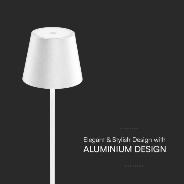 Επαναφορτιζόμενο Πορτατιφ LED 1.5W Dimmable Αφής 3000Κ IP54 Λευκό με Βάση Φόρτισης V-TAC – 23445