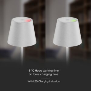 Επαναφορτιζόμενο Πορτατιφ LED 1.5W Dimmable Αφής 3000Κ IP54 Λευκό με Βάση Φόρτισης V-TAC – 23445