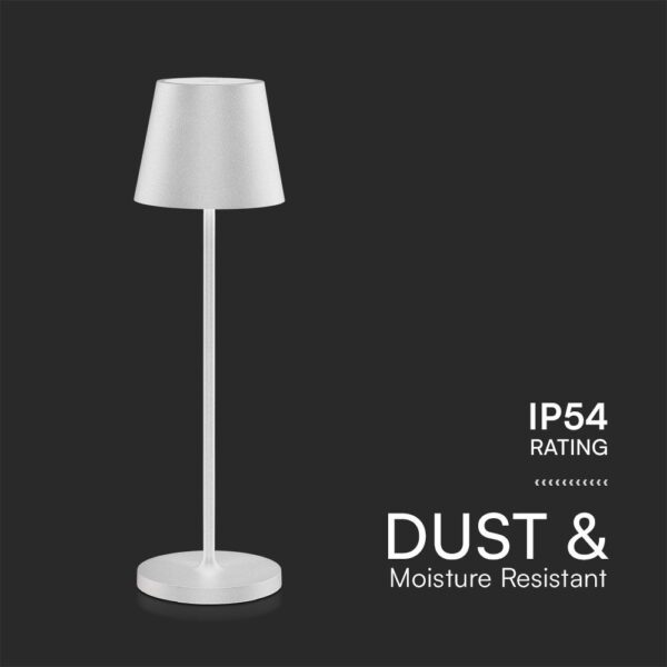 Επαναφορτιζόμενο Πορτατιφ LED 1.5W Dimmable Αφής 3000Κ IP54 Λευκό με Βάση Φόρτισης V-TAC – 23445