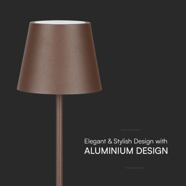 Επαναφορτιζόμενο Πορτατιφ LED 1.5W Dimmable Αφής 3000Κ IP54 Corten απόχρωση Σκουριάς με Βάση Φόρτισης V-TAC – 23446