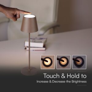 Επαναφορτιζόμενο Πορτατιφ LED 1.5W Dimmable Αφής 3000Κ IP54 Corten απόχρωση Σκουριάς με Βάση Φόρτισης V-TAC – 23446