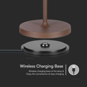 Επαναφορτιζόμενο Πορτατιφ LED 1.5W Dimmable Αφής 3000Κ IP54 Corten απόχρωση Σκουριάς με Βάση Φόρτισης V-TAC – 23446