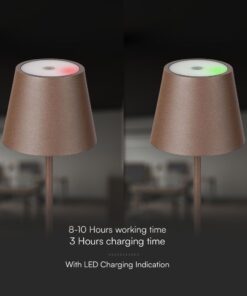 Επαναφορτιζόμενο Πορτατιφ LED 1.5W Dimmable Αφής 3000Κ IP54 Corten απόχρωση Σκουριάς με Βάση Φόρτισης V-TAC – 23446