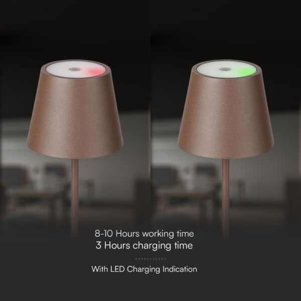 Επαναφορτιζόμενο Πορτατιφ LED 1.5W Dimmable Αφής 3000Κ IP54 Corten απόχρωση Σκουριάς με Βάση Φόρτισης V-TAC – 23446