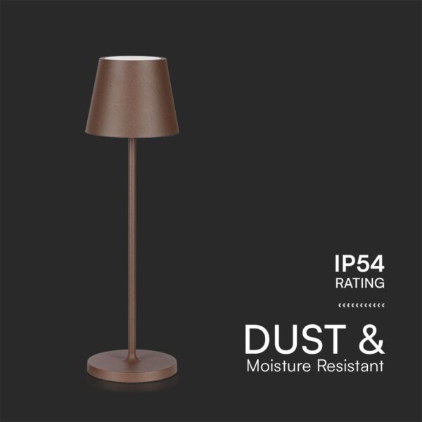 Επαναφορτιζόμενο Πορτατιφ LED 1.5W Dimmable Αφής 3000Κ IP54 Corten απόχρωση Σκουριάς με Βάση Φόρτισης V-TAC – 23446