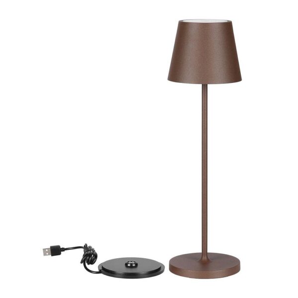 Επαναφορτιζόμενο Πορτατιφ LED 1.5W Dimmable Αφής 3000Κ IP54 Corten απόχρωση Σκουριάς με Βάση Φόρτισης V-TAC – 23446