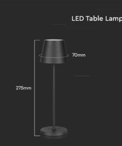 Επαναφορτιζόμενο Πορτατιφ LED 1.5W Dimmable Αφής 3000Κ IP54 Μαύρο με Βάση Φόρτισης V-TAC – 23447