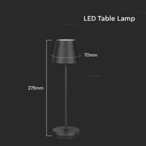 Επαναφορτιζόμενο Πορτατιφ LED 1.5W Dimmable Αφής 3000Κ IP54 Μαύρο με Βάση Φόρτισης V-TAC – 23447
