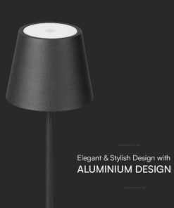 Επαναφορτιζόμενο Πορτατιφ LED 1.5W Dimmable Αφής 3000Κ IP54 Μαύρο με Βάση Φόρτισης V-TAC – 23447