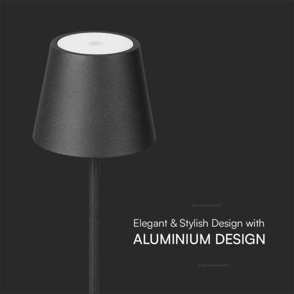 Επαναφορτιζόμενο Πορτατιφ LED 1.5W Dimmable Αφής 3000Κ IP54 Μαύρο με Βάση Φόρτισης V-TAC – 23447