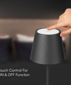 Επαναφορτιζόμενο Πορτατιφ LED 1.5W Dimmable Αφής 3000Κ IP54 Μαύρο με Βάση Φόρτισης V-TAC – 23447