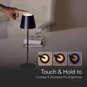 Επαναφορτιζόμενο Πορτατιφ LED 1.5W Dimmable Αφής 3000Κ IP54 Μαύρο με Βάση Φόρτισης V-TAC – 23447