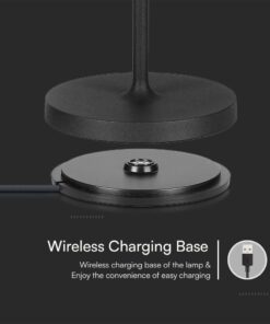 Επαναφορτιζόμενο Πορτατιφ LED 1.5W Dimmable Αφής 3000Κ IP54 Μαύρο με Βάση Φόρτισης V-TAC – 23447