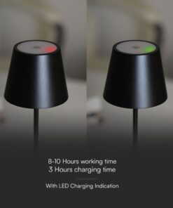 Επαναφορτιζόμενο Πορτατιφ LED 1.5W Dimmable Αφής 3000Κ IP54 Μαύρο με Βάση Φόρτισης V-TAC – 23447