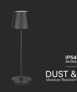 Επαναφορτιζόμενο Πορτατιφ LED 1.5W Dimmable Αφής 3000Κ IP54 Μαύρο με Βάση Φόρτισης V-TAC – 23447