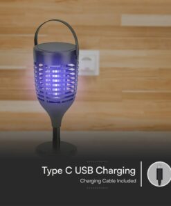 Ηλιακή Εντομοπαγίδα LED Επαναφορτιζόμενη με 3in1 Βάση V-TAC – 23459VT