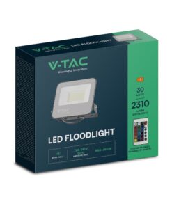 LED Προβολέας 30W Μαύρος-Γκρι V-TAC RGB+6500K με Τηλεχειριστήριο IP65 115° 2310lm – 23462