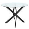 Dining table Greta pakoworld in black colour with glass 8mm tempered D100x75cm 235-000001