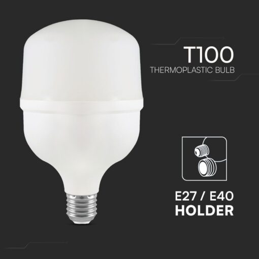 Λάμπα LED E27 T100 Πλαστική Με Αντάπτορα Ε40 30W 4000K V-TAC – 23570VT