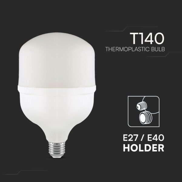Λάμπα LED E27 T140 Πλαστική Με Αντάπτορα Ε40 50W 6500K V-TAC – 23575VT