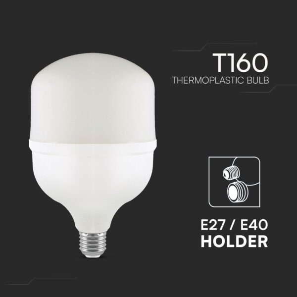Λάμπα LED Ε27 T160 Πλαστική Με Αντάπτορα Ε40 60W 6500K V-TAC – 23577VT