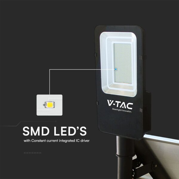 50W Ηλιακό Υβριδικό Φωτιστικό Δρόμου Μαύρο LED 4000K IP65 V-TAC – 23578