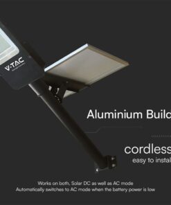 50W Ηλιακό Υβριδικό Φωτιστικό Δρόμου Μαύρο LED 4000K IP65 V-TAC – 23578