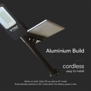 50W Ηλιακό Υβριδικό Φωτιστικό Δρόμου Μαύρο LED 4000K IP65 V-TAC – 23578