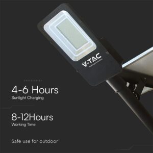 50W Ηλιακό Υβριδικό Φωτιστικό Δρόμου Μαύρο LED 4000K IP65 V-TAC – 23578