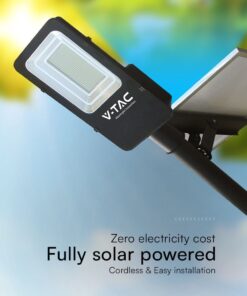 50W Ηλιακό Υβριδικό Φωτιστικό Δρόμου Μαύρο LED 4000K IP65 V-TAC – 23578